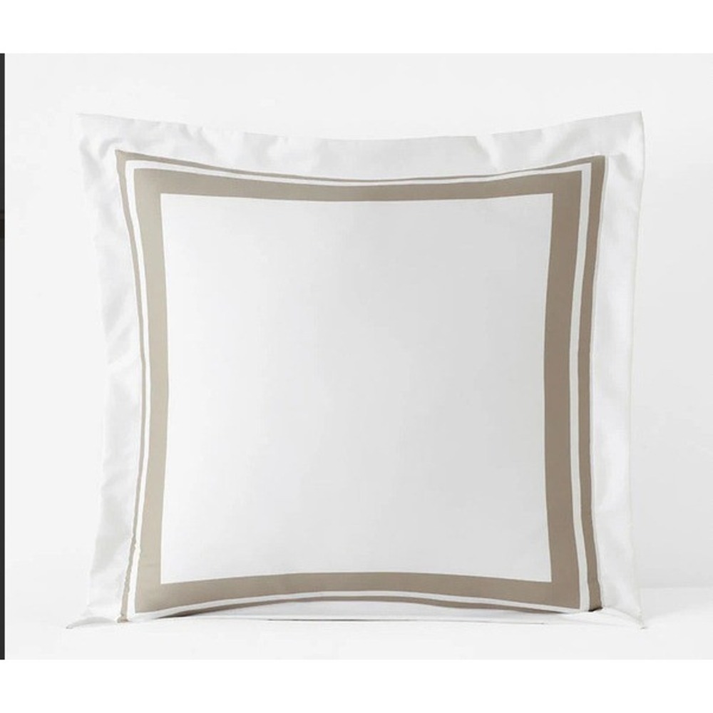 The Company Store Supima Cotton Sateen Double Border Euro Sham Light Birch White